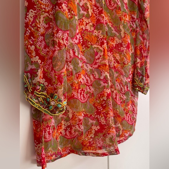 Silk Print Top / Beach Cover - Picture 7 of 10